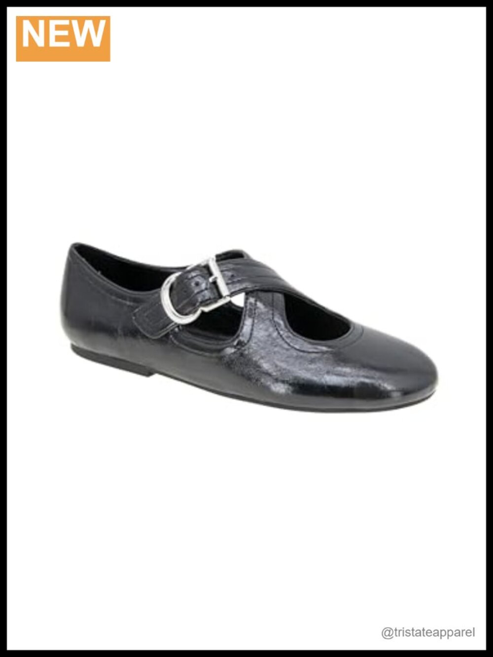 Womens Ballet Flat with Buckle Closure Round Toe Synthetic Rubber Sole